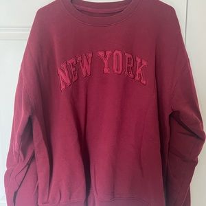 New York Popular “New York” Crewneck Sweatshirt Red/Maroon XL